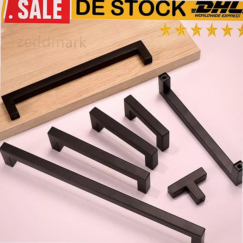 0-256mm Möbelgriff schwarz matt Schrankgriff Küchengriff Stangengriff Griffe DE