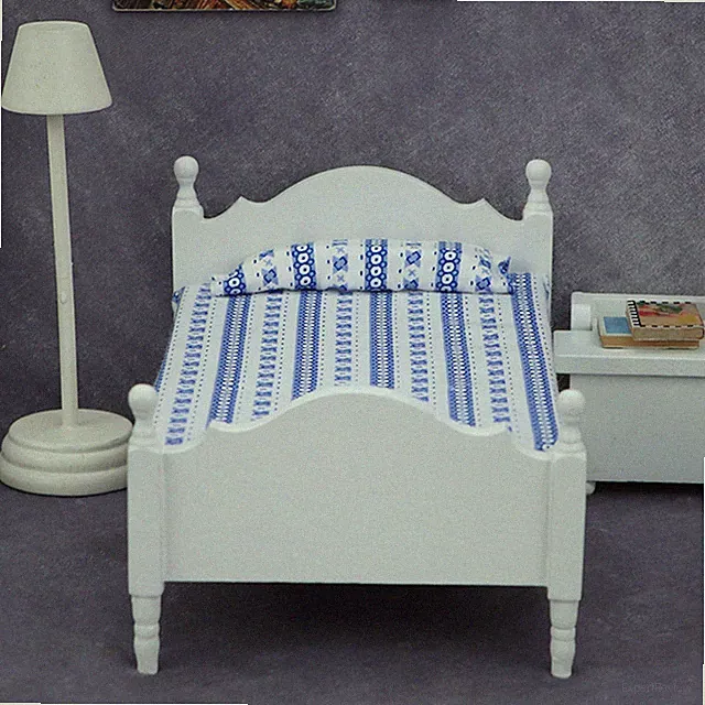 1/12 Einzelbett Schlafzimmer Möbel Wohnzimmer Haus für Puppenhaus Ornamente