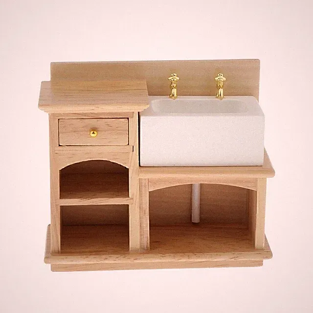 1:12 Skala Puppenhaus Miniatur Möbel Badezimmer Küche Holz Waschbecken