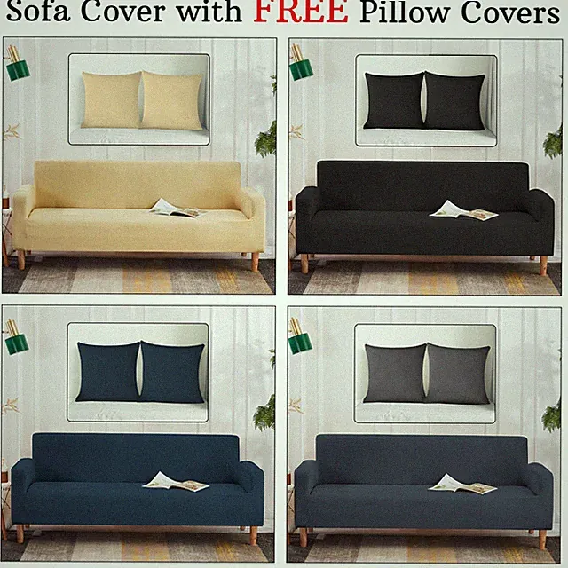 1/2/3/4 Sitzer Elastisch Sofa Couch Bezüge + Kissen Kissenhülle Couch Schonbezug