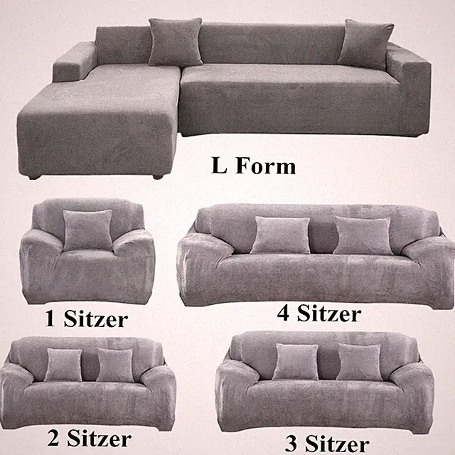 1/2/3/4 Sitzer Stretch Sofa Überwurf Plüsch Sofabezug Sofahusse L Form Ecksofa
