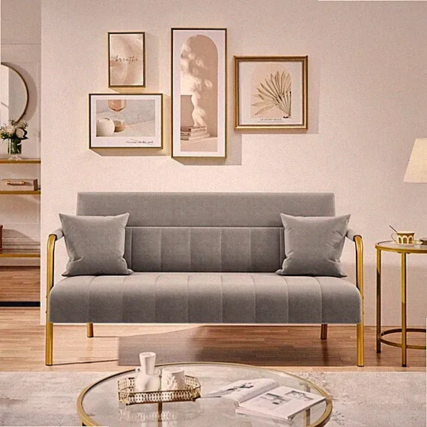 1/2 Sitzer Polstersofa mit Armlehnen & Beine aus Metall Loveseat für Wohnzimmer