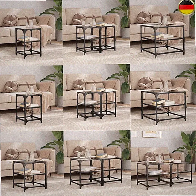 1/2 Stk. Couchtisch mit Glasplatte Wohnzimmertisch Beistelltisch Sofatisch DE
