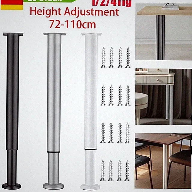 1/2 Stk Tischbeine Eisen Optik 720-1100mm Sehr Stabil Tischfüße Höhenverstellbar