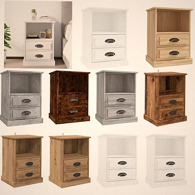 1/2x Nachttisch mit 2 Schubladen 1 Fach Nachtschrank Nachtkonsole Nachtkommode