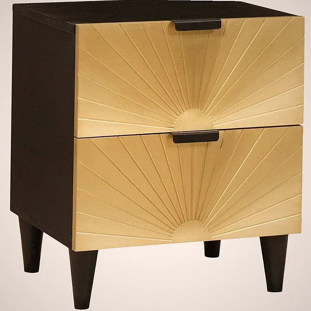 1/2X Nachttisch mit Schubladen Schwarz und Gold Schlafzimmermöbel Kleiner vidaXL