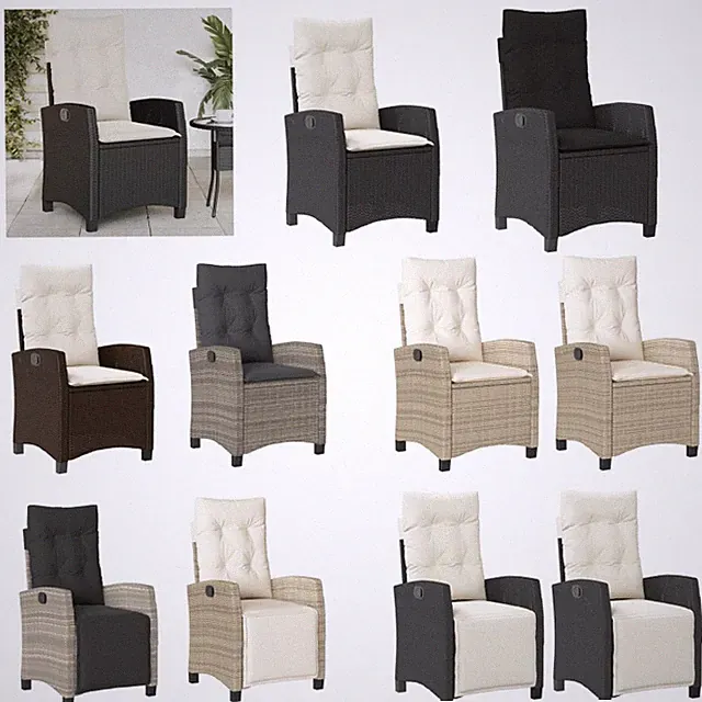 1/2x Poly Rattan Gartensessel mit Kissen Verstellbar Gartenstuhl Stühle Stuhl