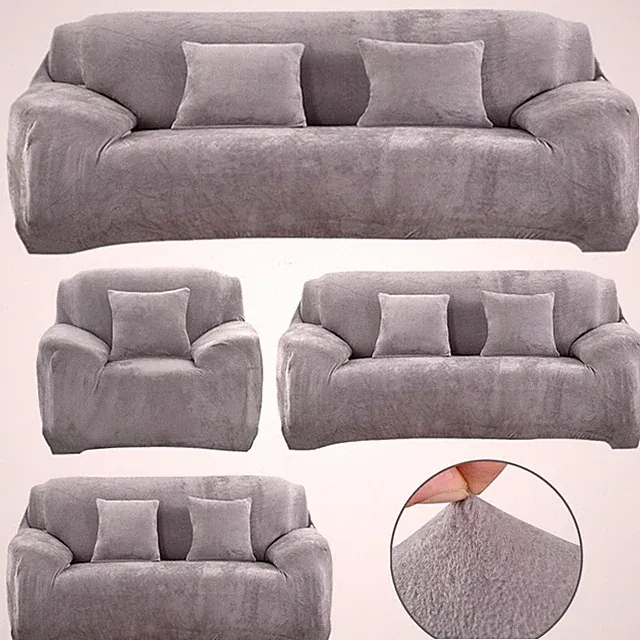 1-4 Sitzer Ecksofa Sofabezüge Plüsch Samt Stretch Schutz Weicher Couchbezug DE