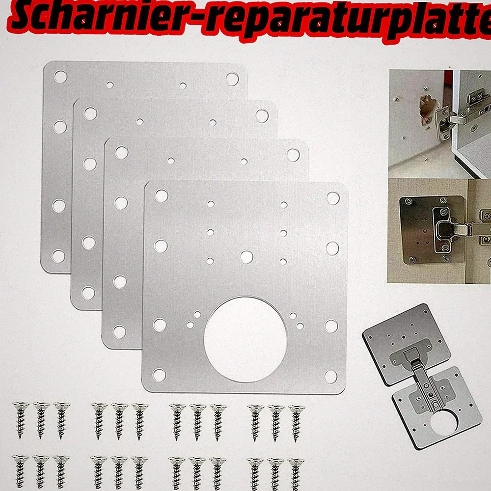 1-5 x Schrankscharnier Reparaturplatte Möbel Reparatur Blech Edelstahl Schrauben