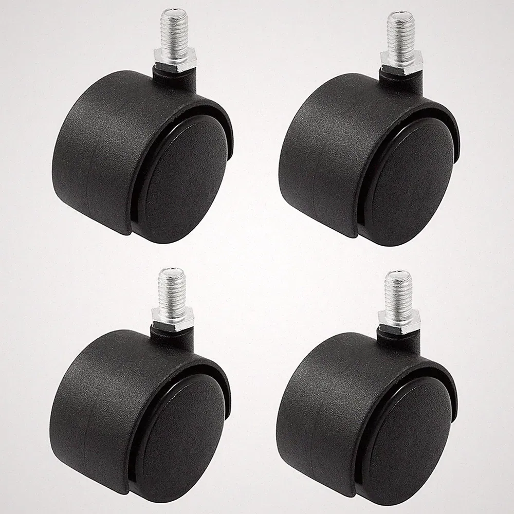 1 5 Zoll schwarze Nylon Laufrollen für Möbel mit M8 Gewinde Vorbau