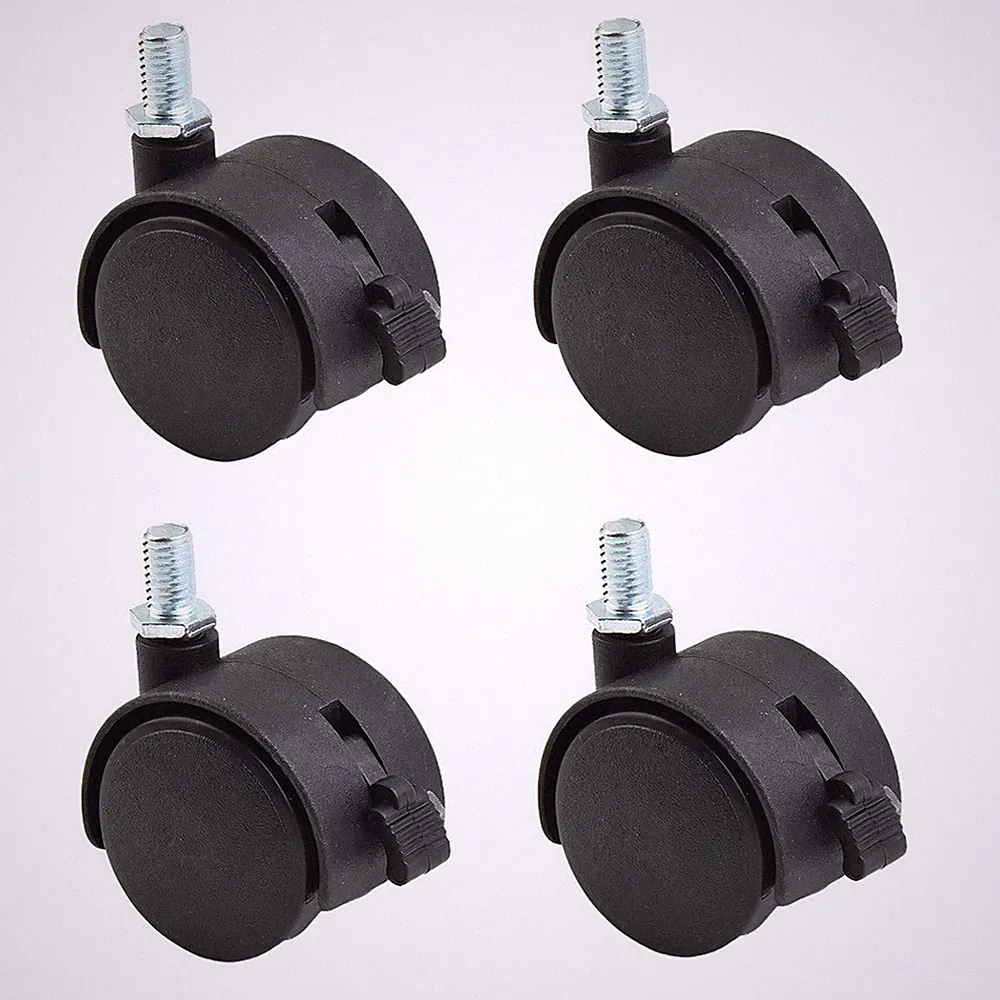 1 5 Zoll schwarze Nylon Laufrollen für Möbel mit M8 Gewinde Vorbau
