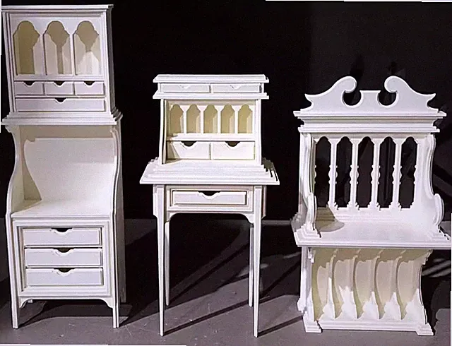 1:6 Miniatur Puppenhaus Französischer Stil Holz Tisch Stuhl Schrank Puppenmöbel
