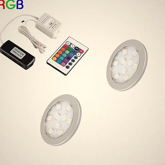 1-6 RGB LED Aufbau Möbel /Unterbauleuchte "ORBIT" + RGB Controller + Trafo