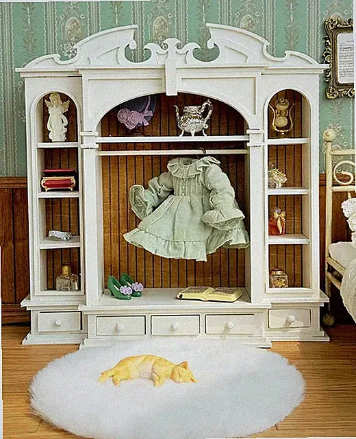 1:6 Vintage Puppenhaus Kleiderschrank Schrank Miniatur Puppenvitrine Schrank Möbel