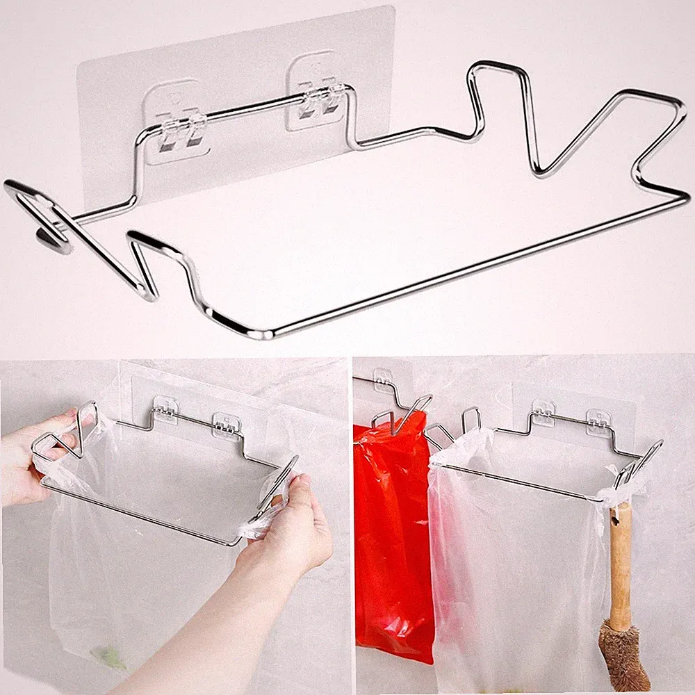 1* Edelstahl Beutelhalter 18*13*4cm & 1*Spezieller Aufkleber Küchen, Mülleimer