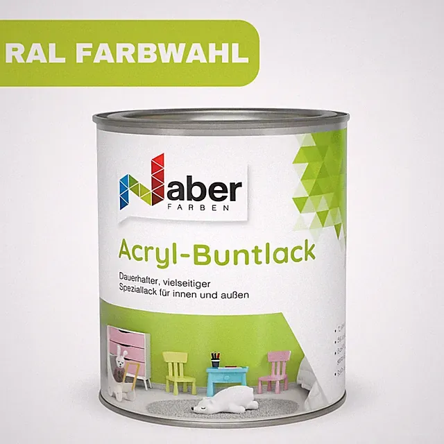 1 L Acryl Buntlack, Möbellack, Kindersicher, Holzlack, RAL- SEIDENMATT