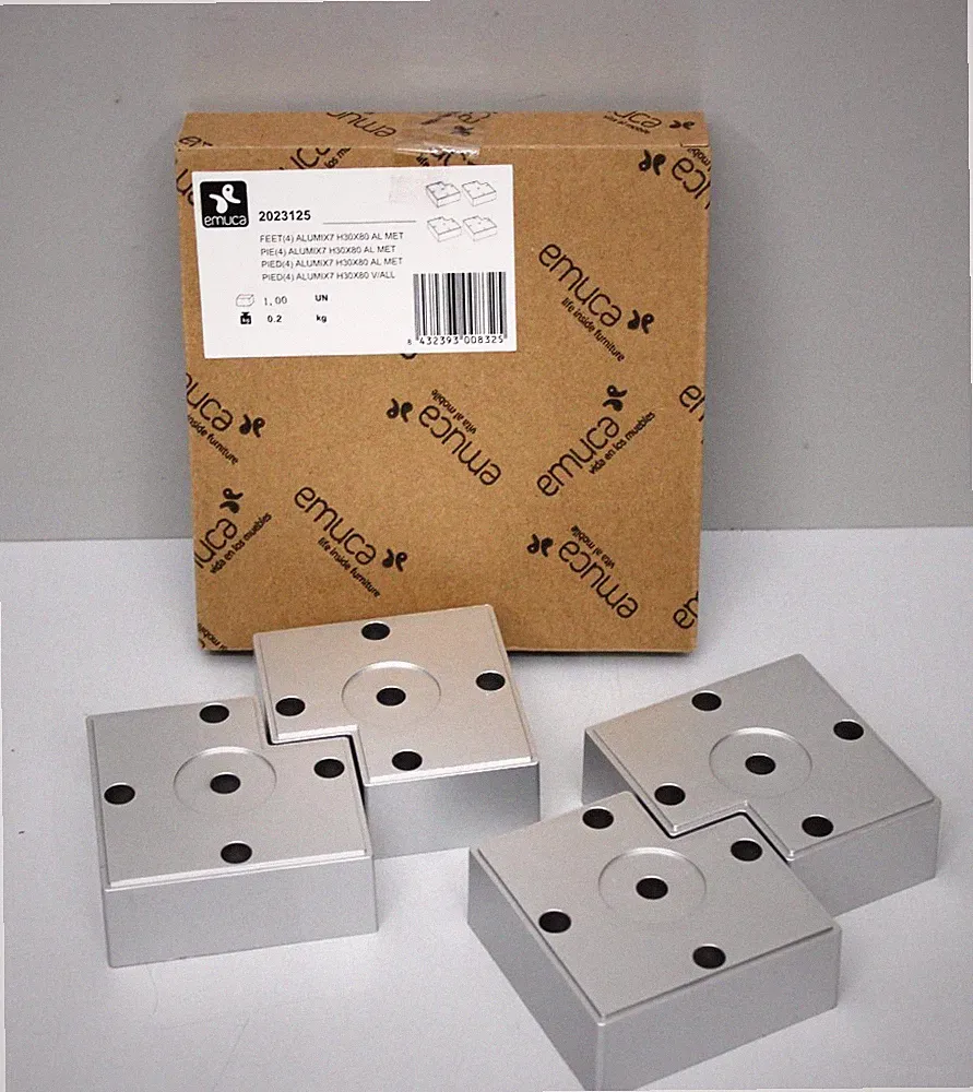 1 Pack 4er Emuca Möbelfüße H 30 mm für Möbel/Schränke/Betten aus ABS-Kunststoff