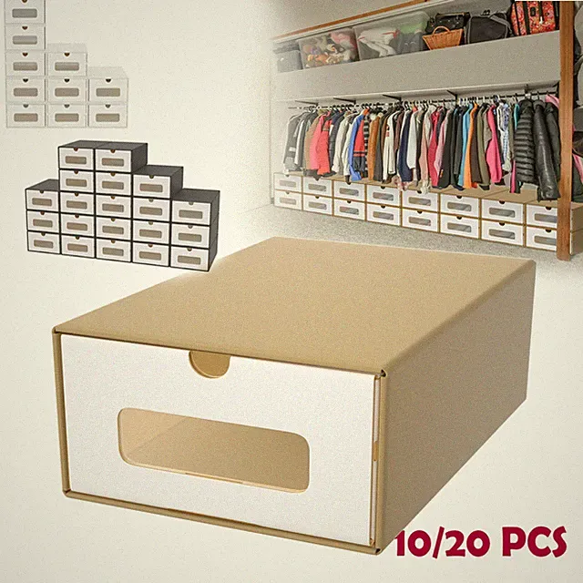 10-20x Schuhboxen Stapelbare Schuhregal Aufbewahrung Karton Pappe mit Schubladen