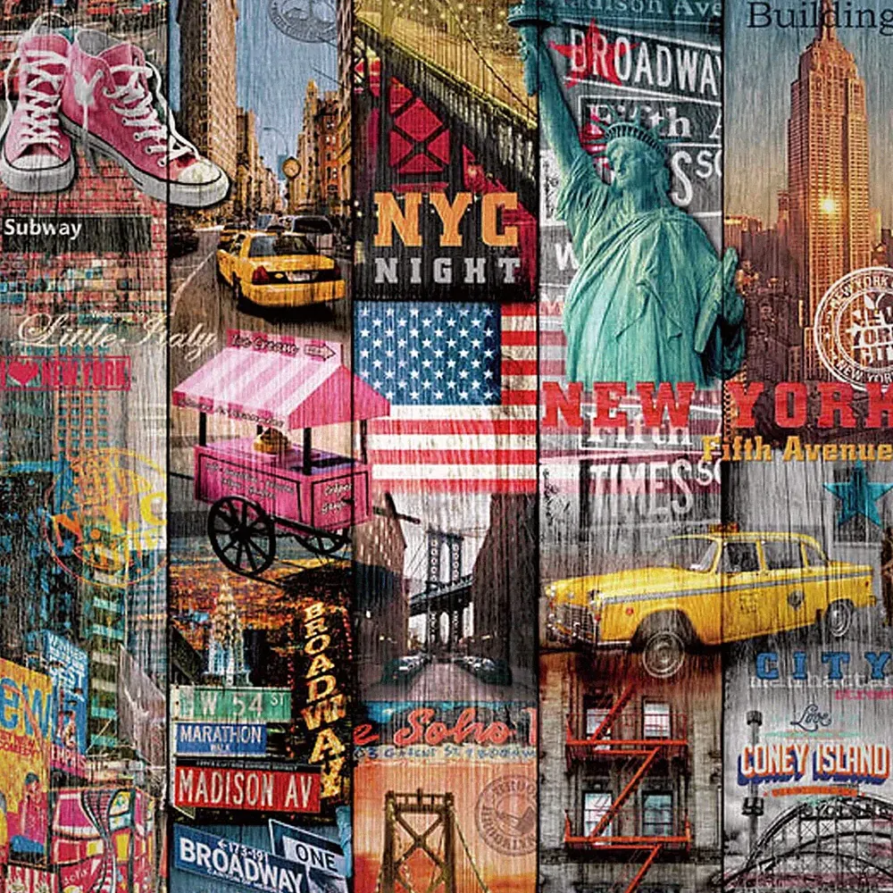 10€/m² Selbstklebende Folie USA Tapete Klebefolie Möbel Küche Deko NYC bunt