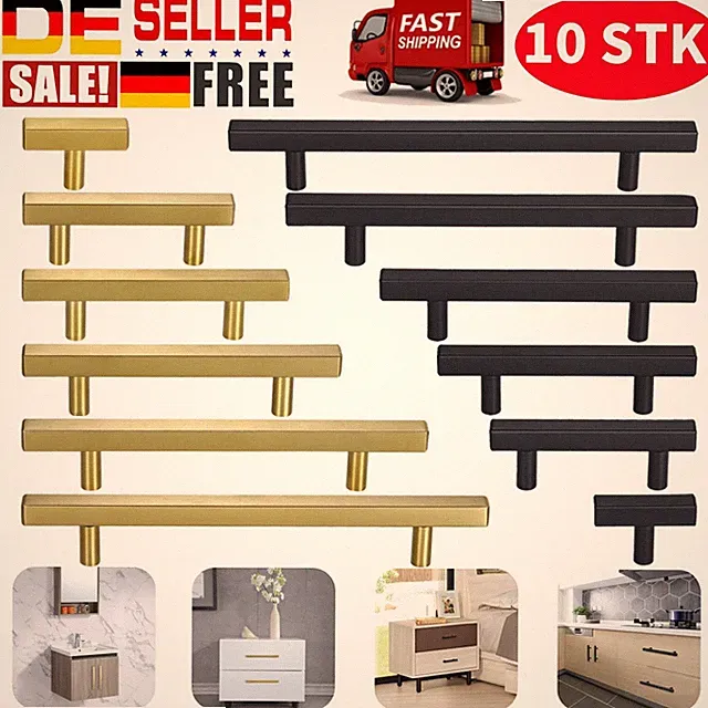 10 Pack Möbelgriffe Echt Edelstahl Stangengriff Küchengriffe Griff Stangengriffe