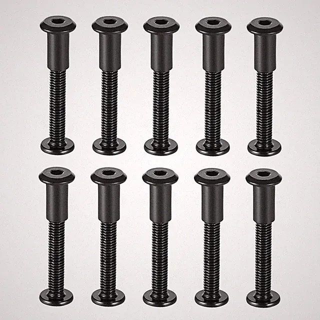 10 Sätze M6x50mm Möbelschrauben Flachkopfschrauben Kohlenstoffstahl Schwarz