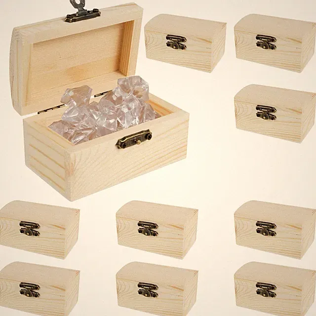 10 Stück Mini Schatztruhe aus Holz, unvollendet 9 x 5,5 x 5 cm, Burwood