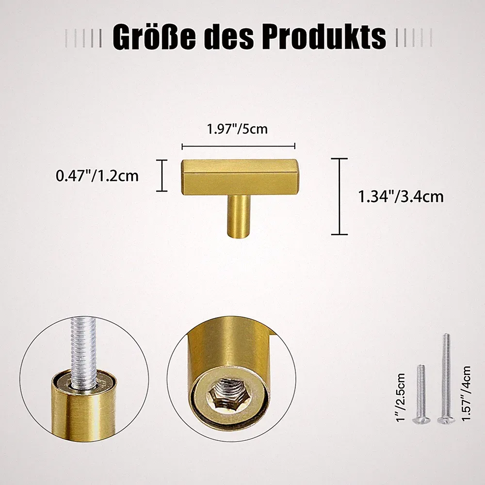 10 Stück Möbelgriffe Schrankgriffe Gold Griffe für Küchenschränke Möbel DE