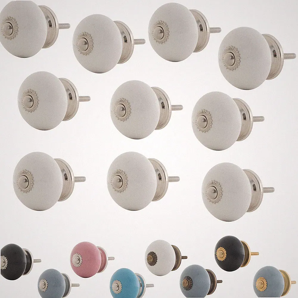 10 x Möbelknopf Set Keramik Knauf Schrank Top Griff Kommode viele Farben wählbar