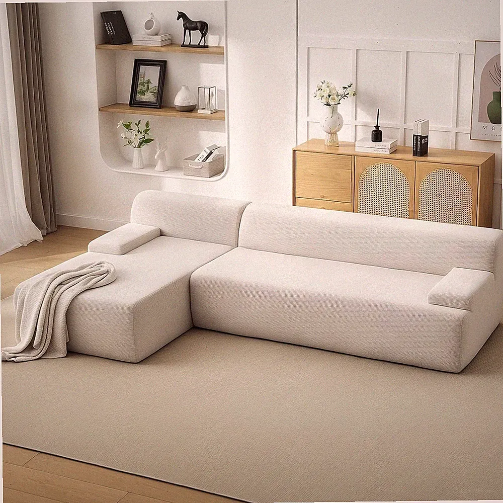 108'' Ecksofa mit Schlaffunktion L-Form Modulares Sofa modernes Ecksofa Beige DE