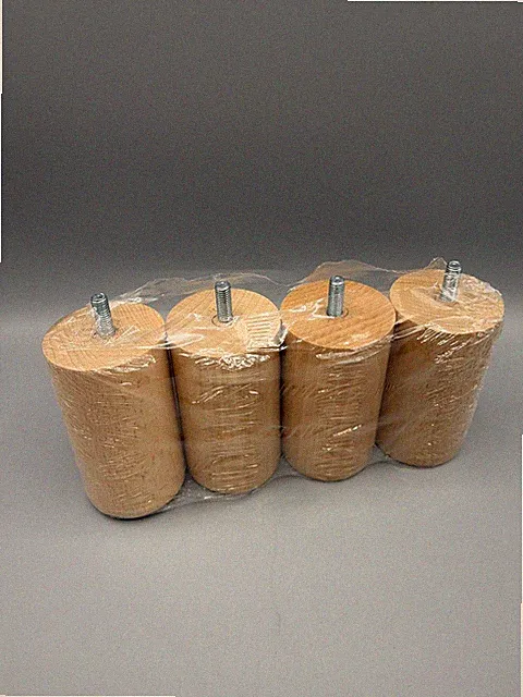 10cm Holz Möbelfüße, Btowin 4 Stück Runde Massivholz Tischbeine M8X20 B-Ware