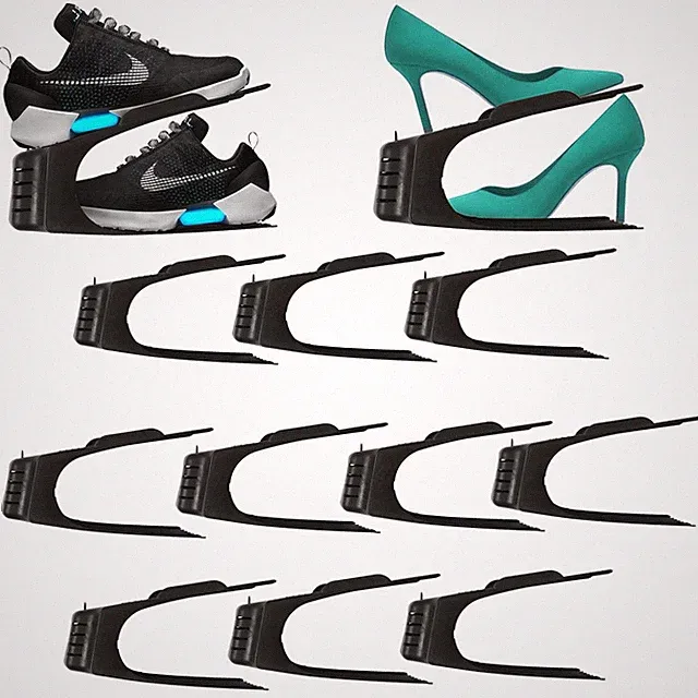 10er Set Schuh-Organizer Schuhaufbewahrung Schwarz | Schuhorganizer Kunststoff
