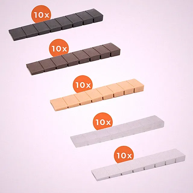 10er Set sossai® Möbelkeile mit Soll-Bruchstelle Unterlegkeile Ausgleichskeile