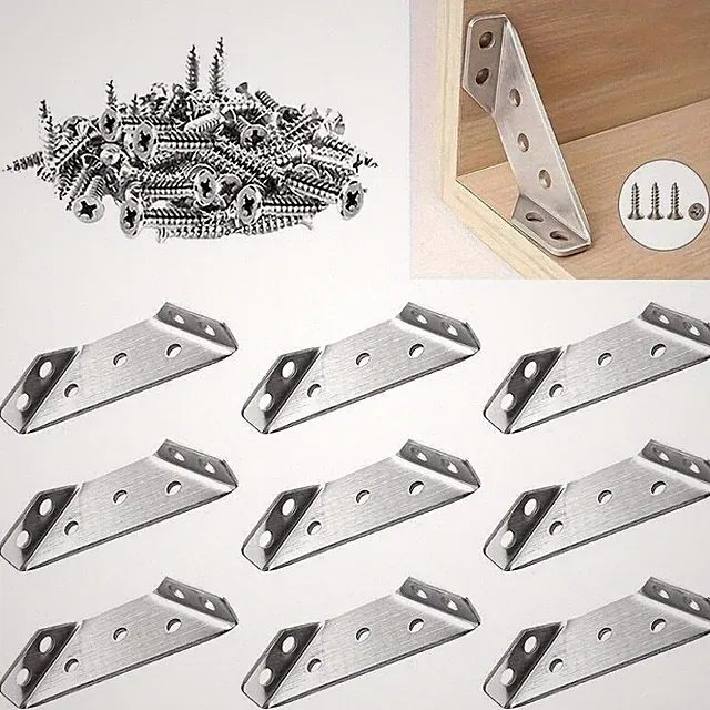 10x Winkelverbinder Edelstahl Möbelwinkel Eckverbinder Lochwinkel Set Universal
