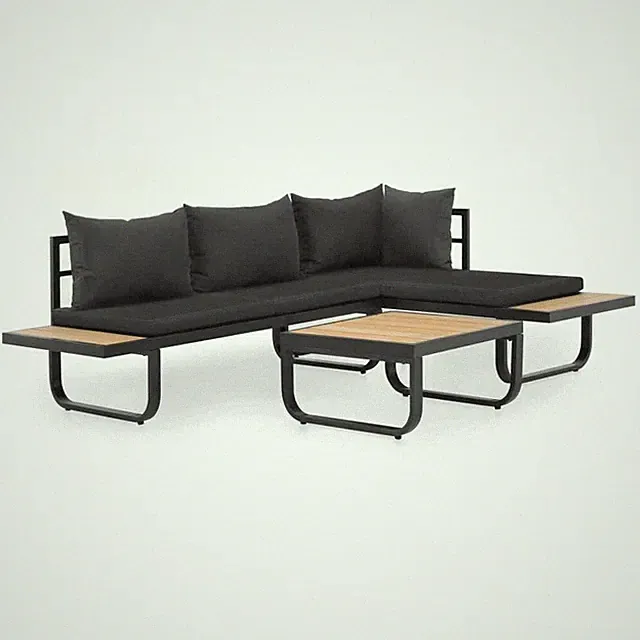 11-tlg. Ecksofa Lounge Sofa 2-Sitzer Sofa mit Tisch Kissen Freizeitschuh Couch