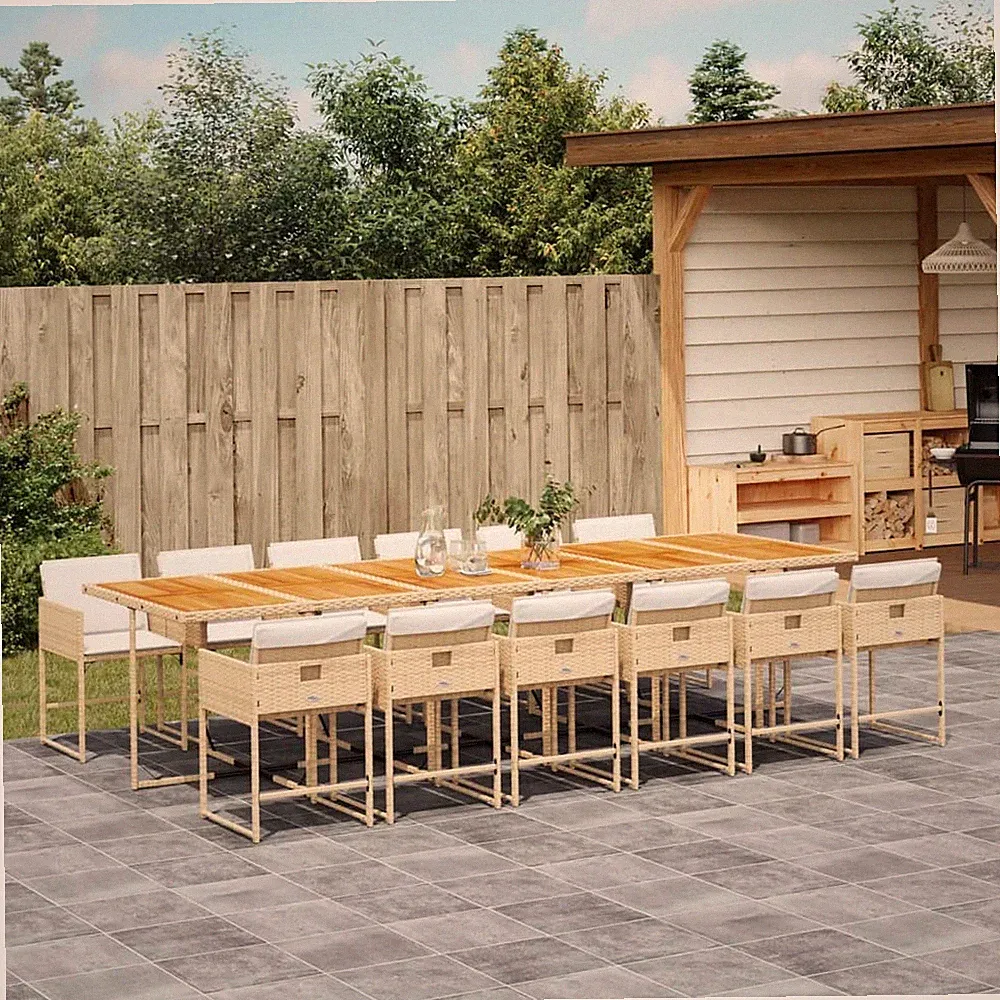 11-tlg. Garten-Essgruppe mit Kissen Schwarz Poly Rattan Gartenmöbel Lounge Set