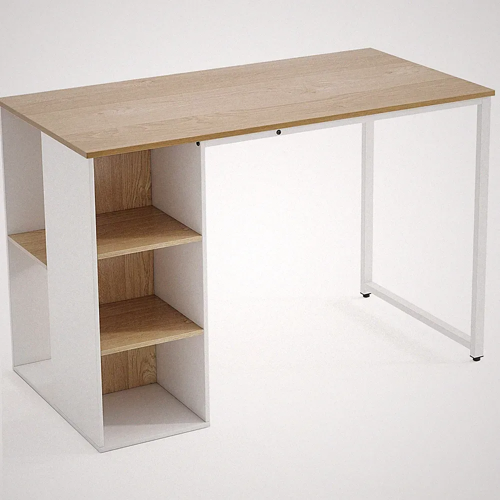 115 Cm Computertisch Moderner Home-Office-Schreibtisch Mit 5 Aufbewahrungsfächer