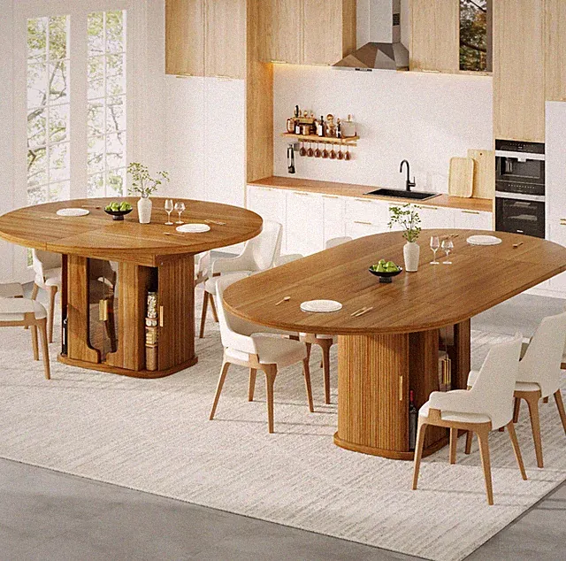 118-158 cm Runder Ausziehbarer Esstisch Küchentische Esszimmertisch Loft-Stil