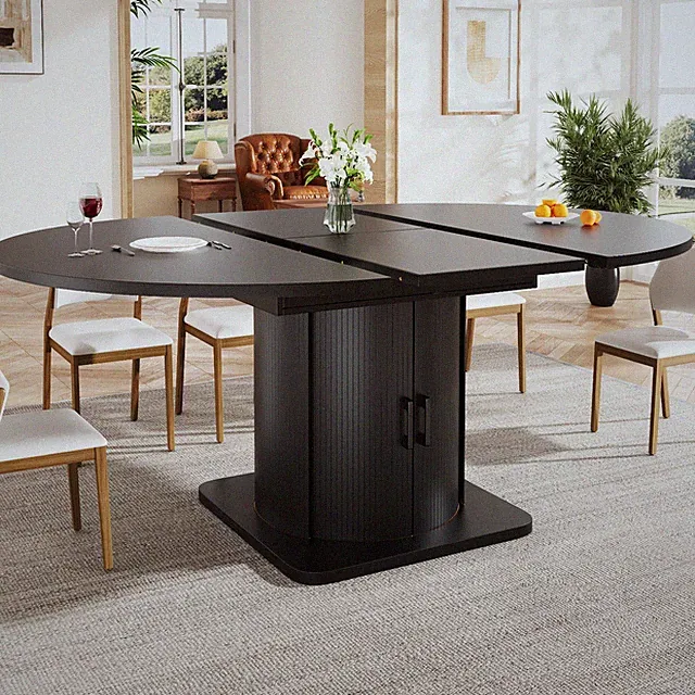 118-158cm Ausziehbarer Esstisch Esszimmertisch Küchentisch Teleskoptisch Oval