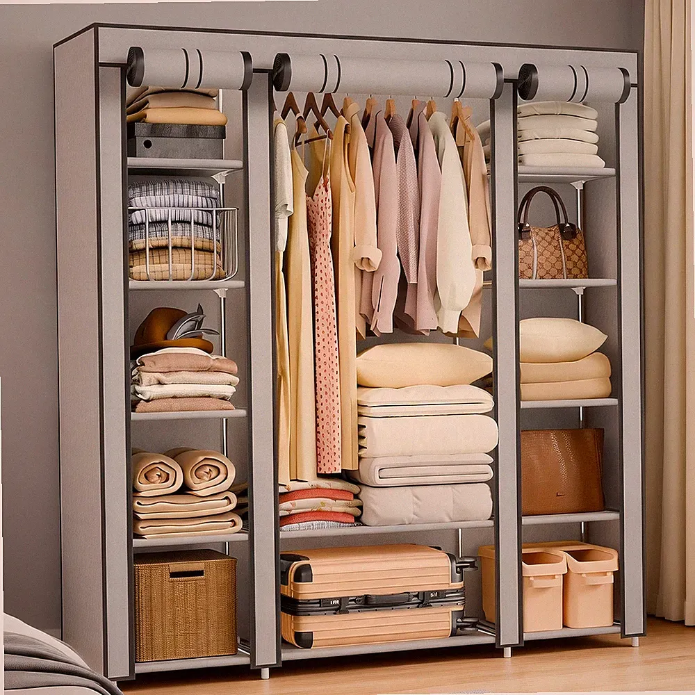 12 fächer Kleiderschrank Stoffschrank Faltschrank Garderobenschrank Faltbar NEU