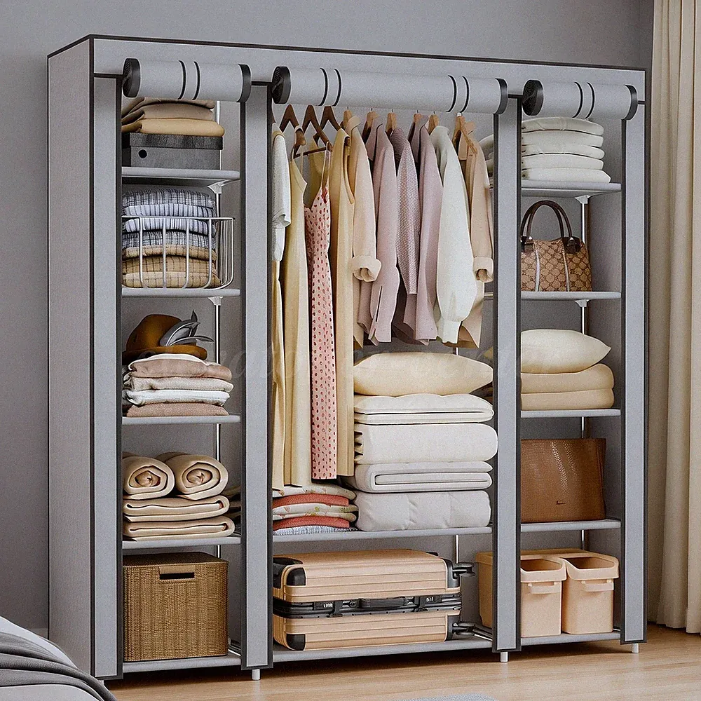 12 fächer Kleiderschrank Stoffschrank Faltschrank Garderobenschrank Faltbar NEU