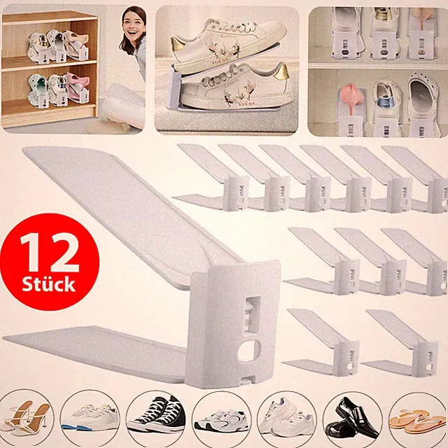 12 Schuhhalter Aufbewahrung Einstellbar Schuhstapler Schuhorganizer Platzsparend