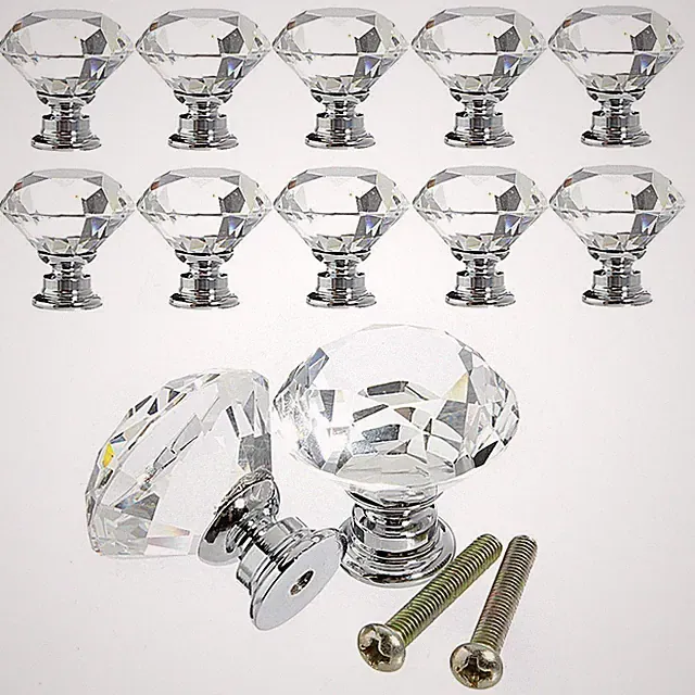12 Stk. Möbelknöpfe Kristall Glas Möbelgriffe Schrankknopf Möbelknäuf Tür Knopf