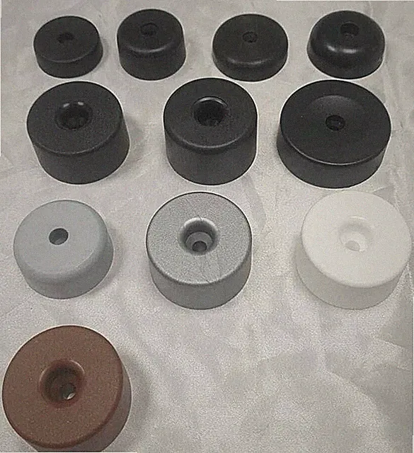 12 Stück Gleiter Möbelfüße Sockel rund Ø 40 - 60 x 12 - 40 mm hoch 4 Farben NEU