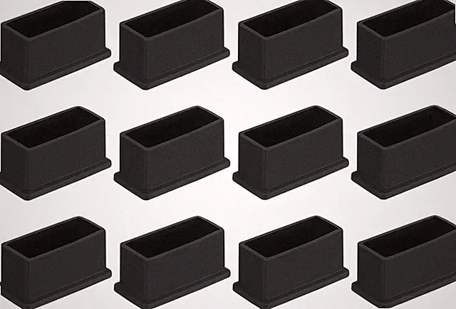 12 Stück PVC Quadratische Stuhlbeinkappen, 50mm x 20mm OD Schwarze Möbelfüße Pad