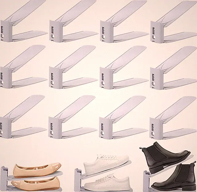12 Stück Schuhstapler Platzsparend, Einstellbar Schuh Organizer Für Schrank
