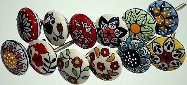 12 Stück Set Gepunktet Bunt Keramik Schrankknöpfe Möbelgriff Schubladenzug