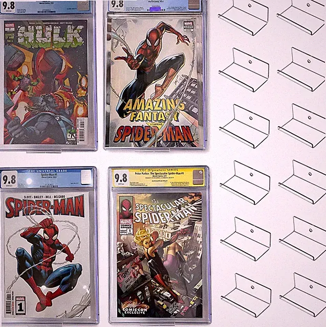 12 transparente schwebende Comicbuch-Ausstellungsregale, Comic-Buch-Regal