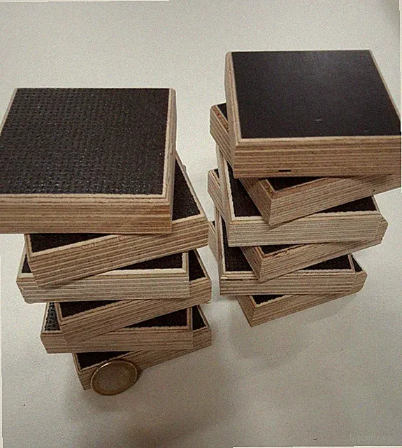 12 x Möbelfuß Gleiter Birke Multiplex Siebdruck ■ 65 x 65 x 21 mm wasserfest NEU