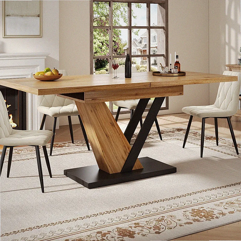 120-160*75cm Ausziehbarer Esstisch Esszimmertisch Küchentisch Teleskoptisch Holz