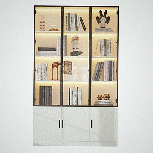 120*32*200cm Vitrine, Standvitrine mit 6 Schranktüren, Hochschrank, Glasvitrine